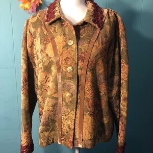 Coldwater creek embellished tapestry jacket